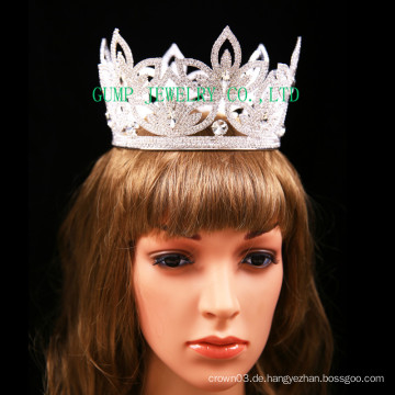 Blumen-Entwurfs-volle Kronen-Rhinestone-Tiara für Braut